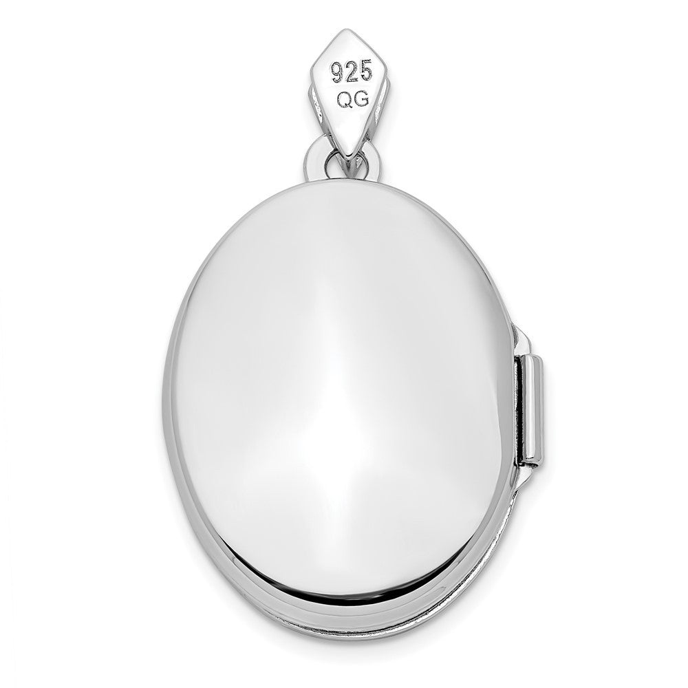 Sterling Silver Rhodium-plate Polished & Textured Diamond Tree Locket Pendant