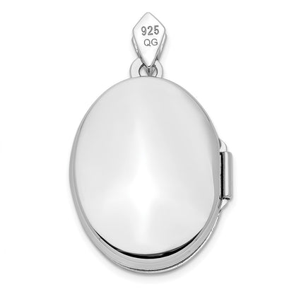 Sterling Silver Rhodium-plate Polished & Textured Diamond Tree Locket Pendant