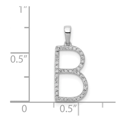 14k White Gold Diamond Letter B Initial Pendant