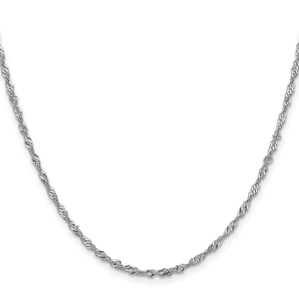 14K White Gold 2.0mm Singapore with Lobster Clasp Chain Necklace 24"
