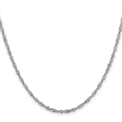14K White Gold 2.0mm Singapore with Lobster Clasp Chain Necklace 24"
