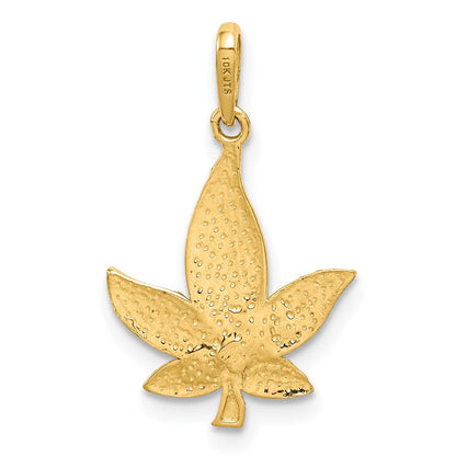 14k Yellow Gold Diamond-Cut Leaf Pendant