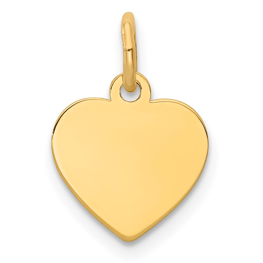 14k Yellow Gold Plain .027 Gauge Engravable Heart Disc Charm Pendant