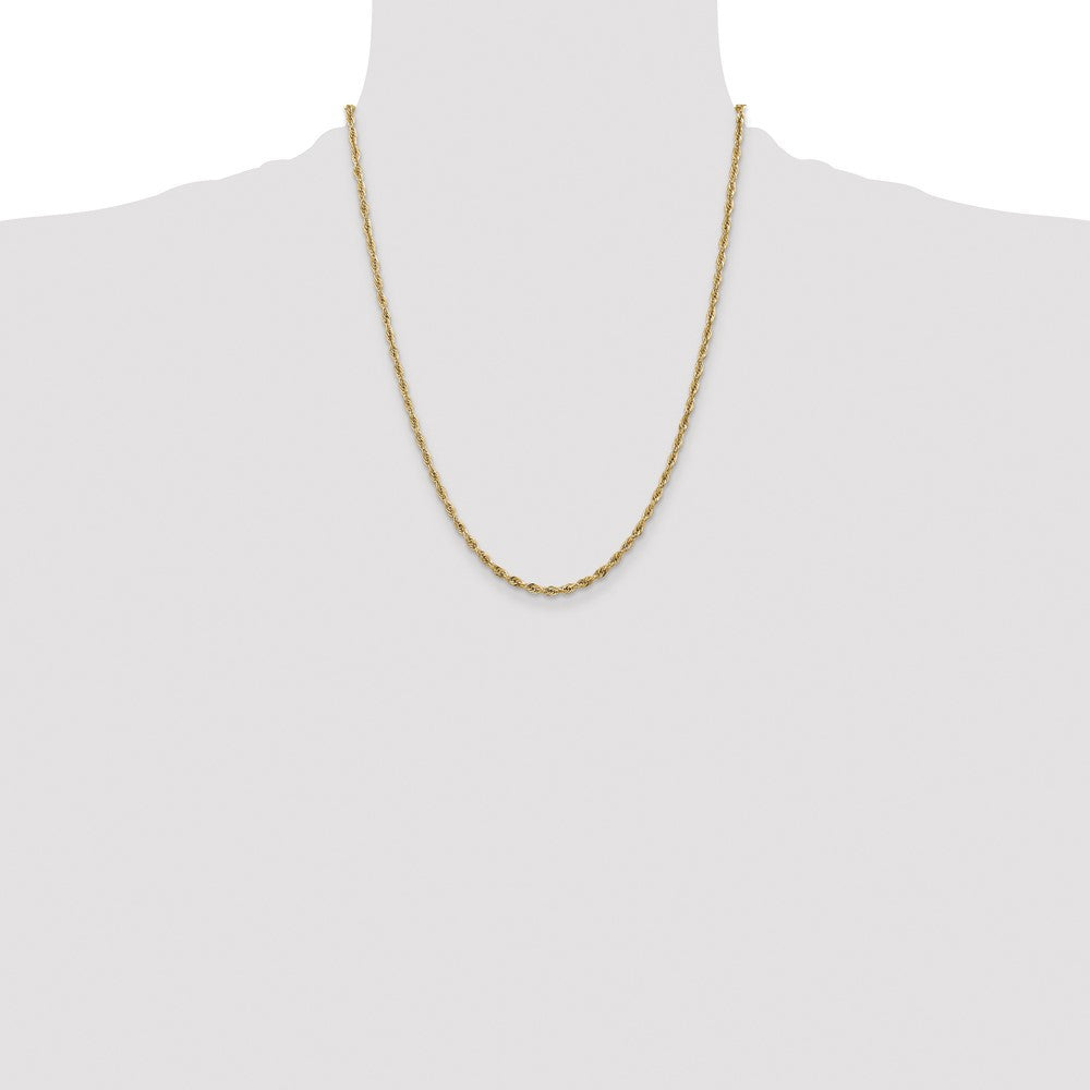 14k Yellow Gold 2.8mm Semi Solid Rope with Lobster Clasp Chain Necklace 22"