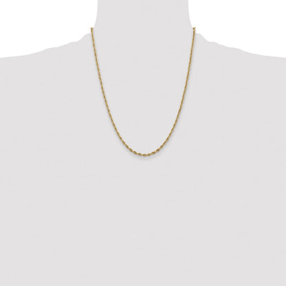 14k Yellow Gold 2.8mm Semi Solid Rope with Lobster Clasp Chain Necklace 22"