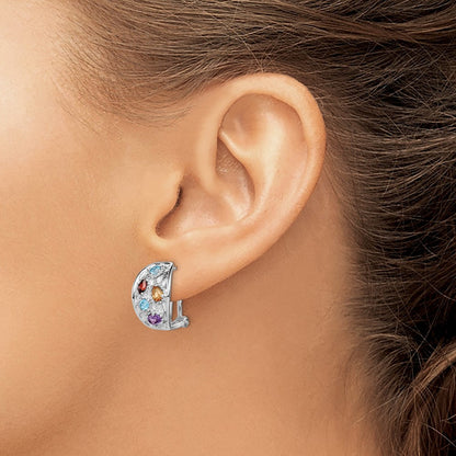Sterling Silver Amethyst Blue Topaz Garnet Citrine Omega Back Stud Earrings