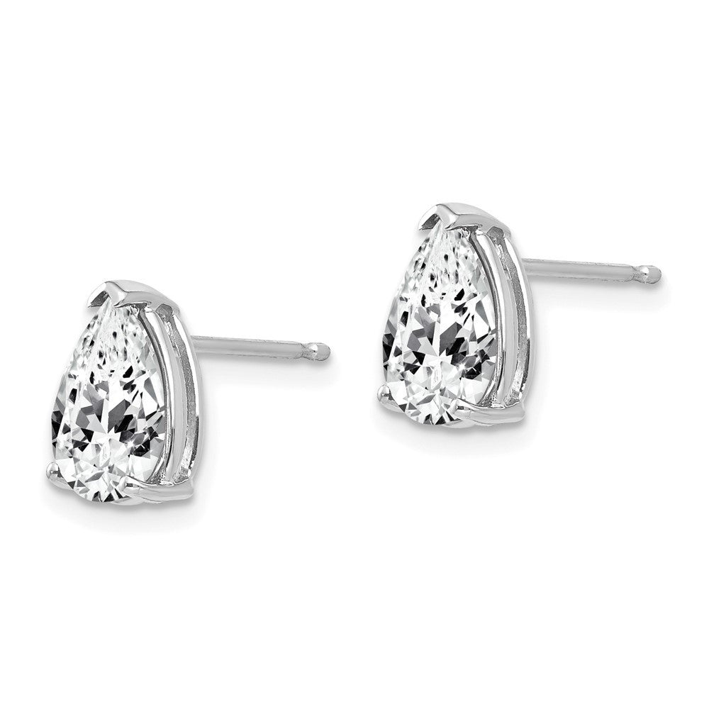 14k White Gold 9x6mm Pear Cubic Zirconia Stud Earrings