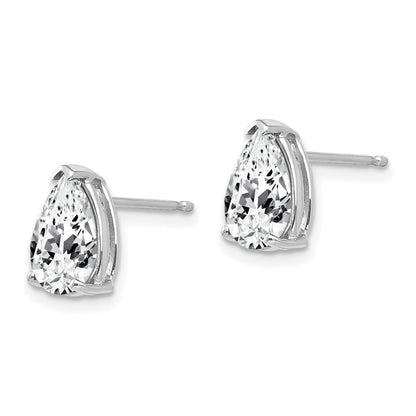 14k White Gold 9x6mm Pear Cubic Zirconia Stud Earrings