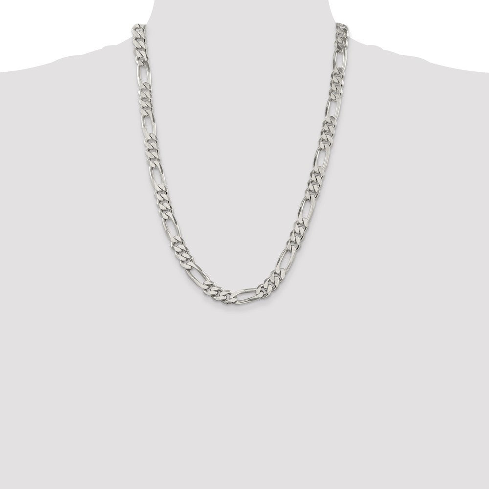 Sterling Silver 9mm Figaro Chain Necklace 24"