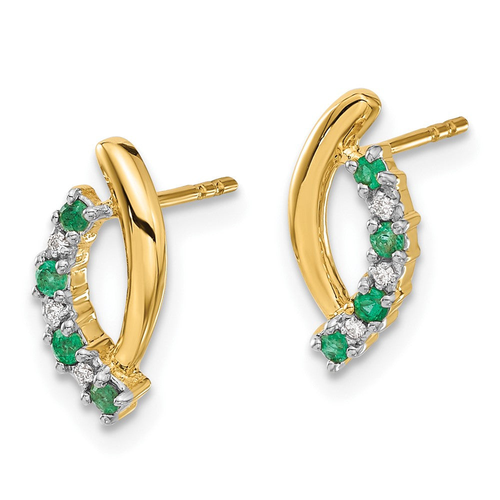 14k Yellow Gold Diamond and Emerald Drop & Dangle Earrings
