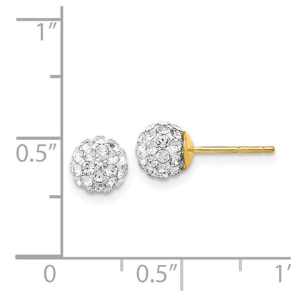 14k Yellow Gold 6mm Crystal Ball Stud Earrings