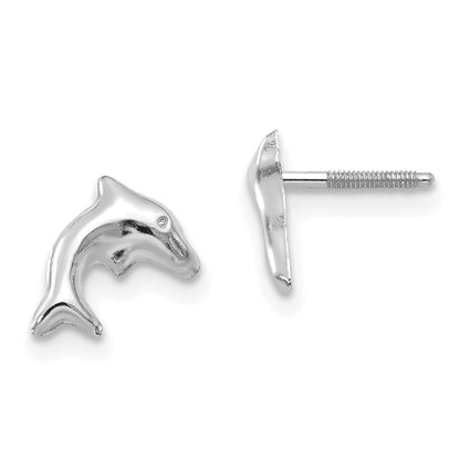 14K White Gold Sm. Dolphin Stud Earrings