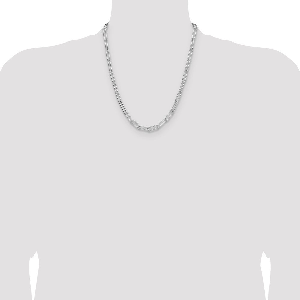 Sterling Silver Rhodium-plated Polished 5.5mm Paperclip Chain Necklace 22"