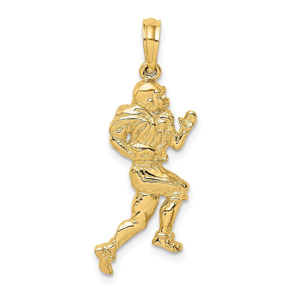 14k Yellow Gold Polished Running Football Player Charm Pendant