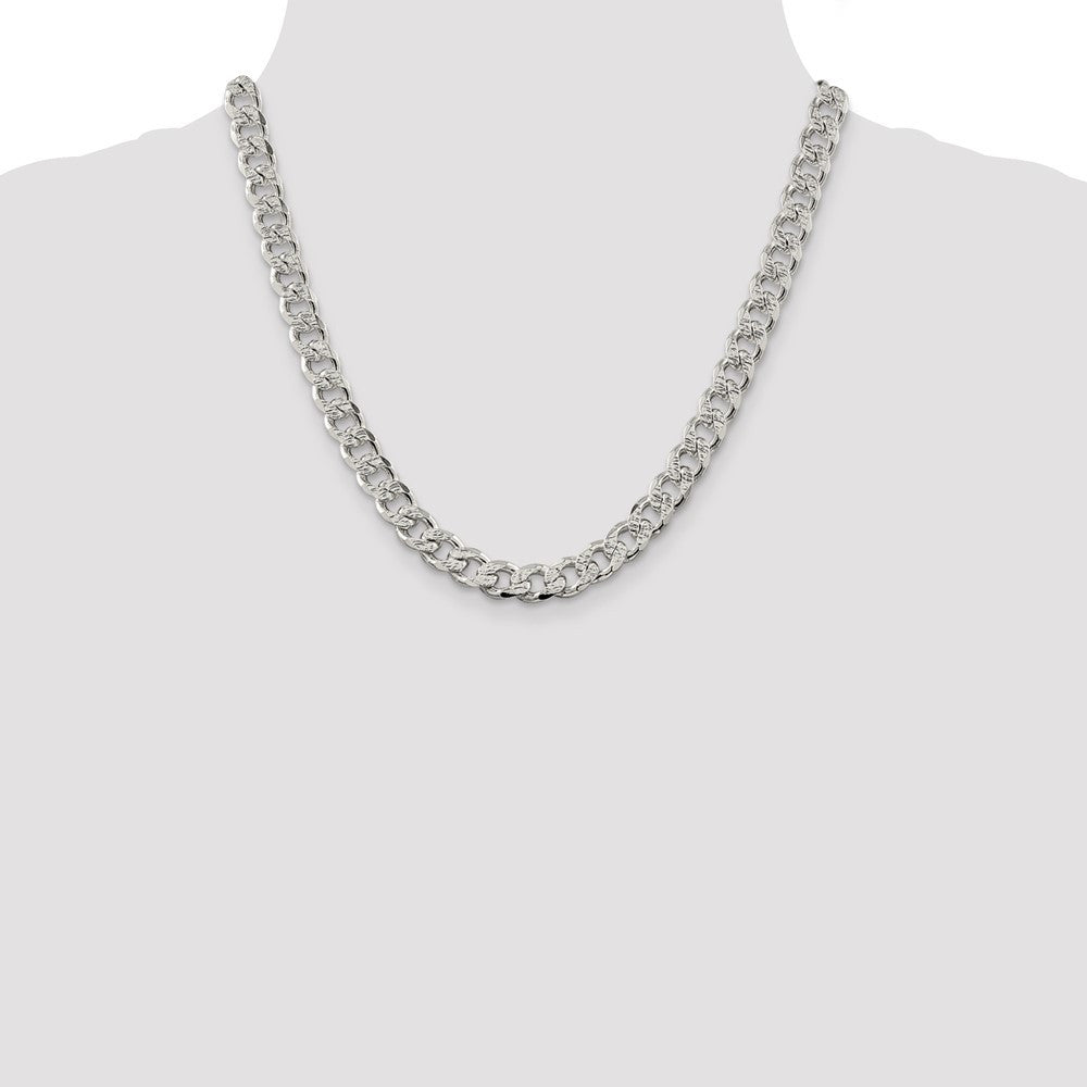 Sterling Silver 9.3mm Pav� Curb Chain Necklace 20"