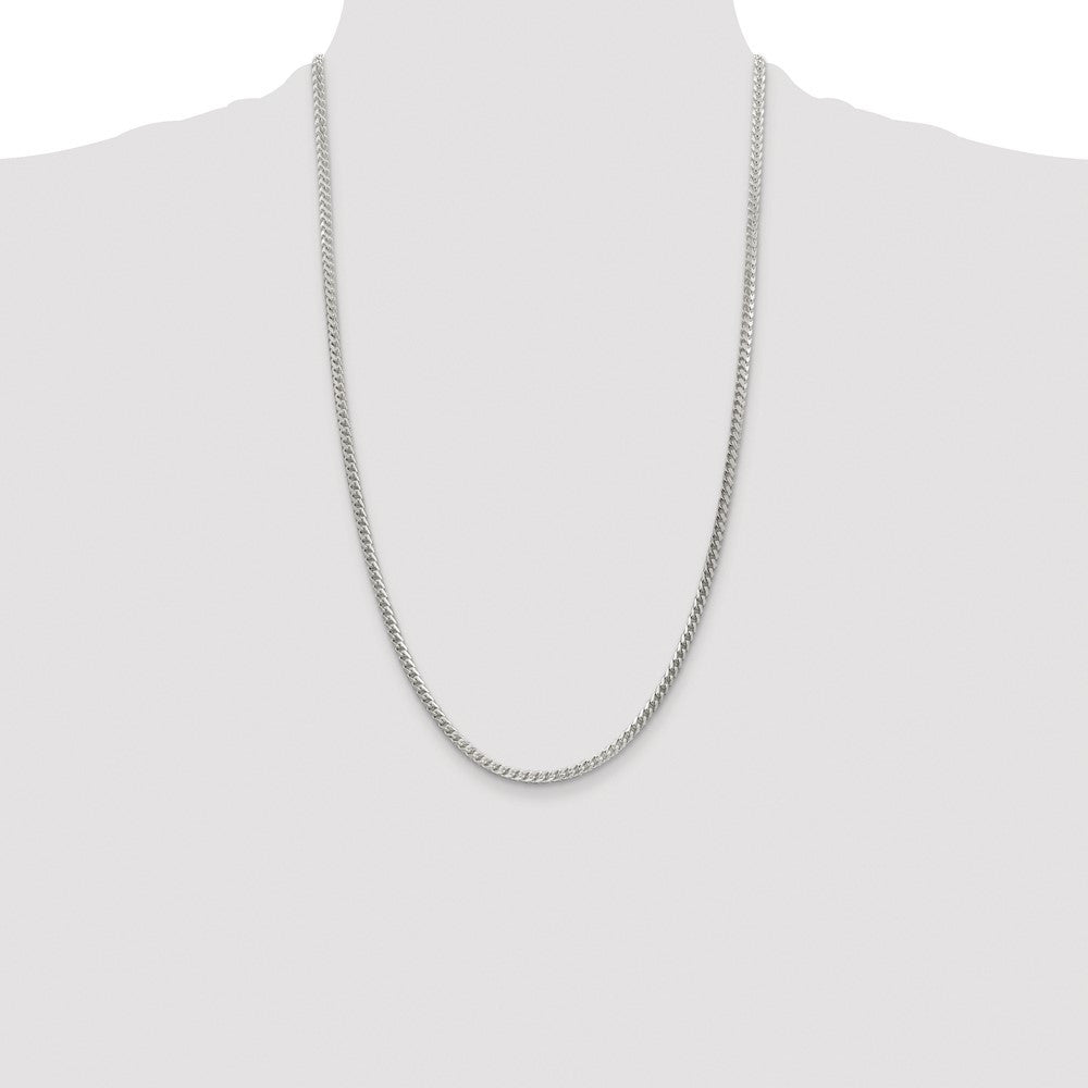 Sterling Silver 3.1mm Diamond-Cut Square Franco Chain Necklace 26"