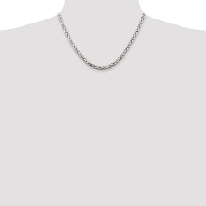 Sterling Silver 4.25mm Byzantine Chain Necklace 18"