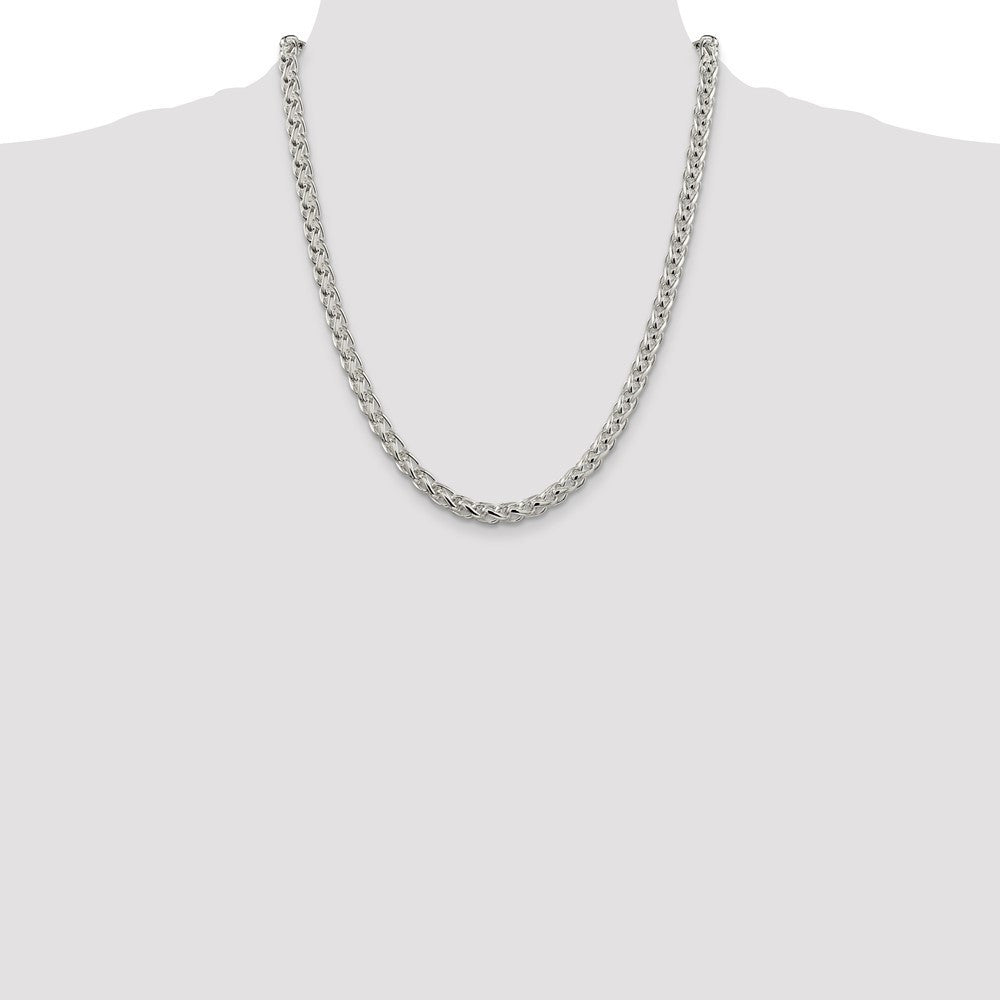 Sterling Silver 6mm Round Spiga Chain Necklace 22"