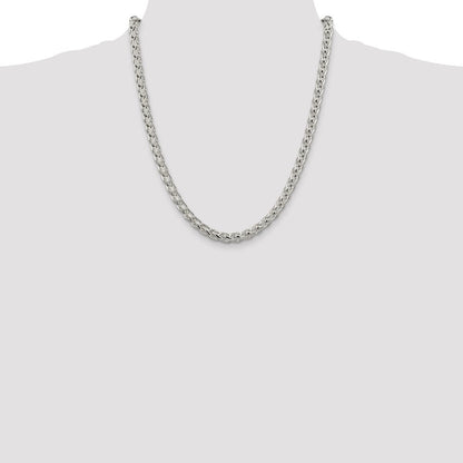Sterling Silver 6mm Round Spiga Chain Necklace 22"
