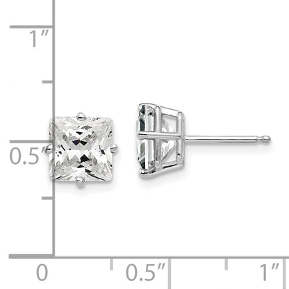 14k White Gold 7mm Cubic Zirconia Stud Earrings