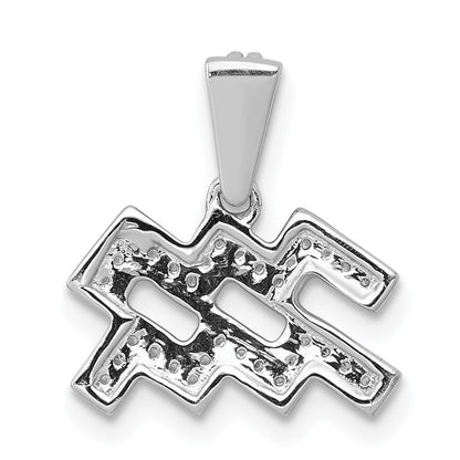 14k White Gold Diamond Aquarius Zodiac Pendant