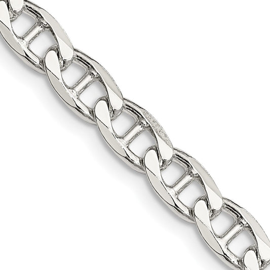 Sterling Silver 5.7mm Diamond-Cut Flat Anchor Curb Chain Necklace 24"