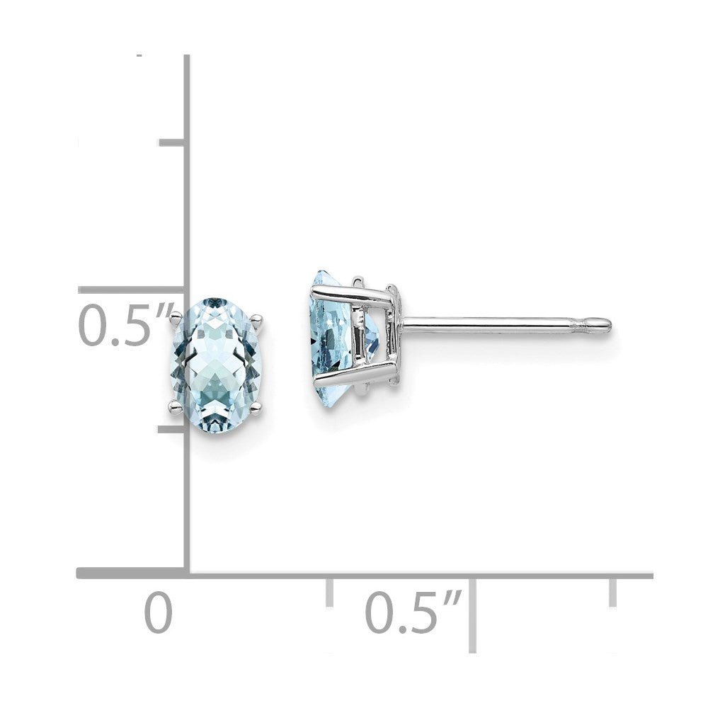 14k White Gold Aquamarine Stud Earrings