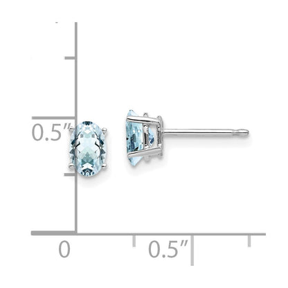 14k White Gold Aquamarine Stud Earrings