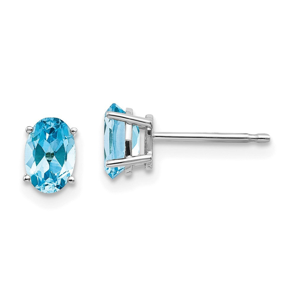 14k White Gold 6x4mm December/Blue Topaz Stud Earrings