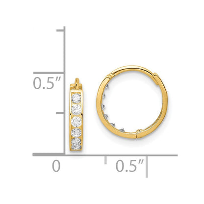 14k Yellow Gold Cubic Zirconia Hinged Hoop Earrings