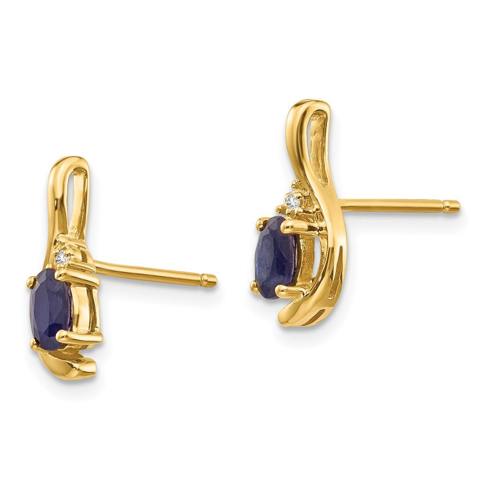 14k Yellow Gold Sapphire and Diamond Drop & Dangle Earrings