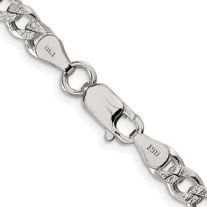 Sterling Silver Rhodium-plated 5.5mm Pav� Curb Chain Necklace 24"