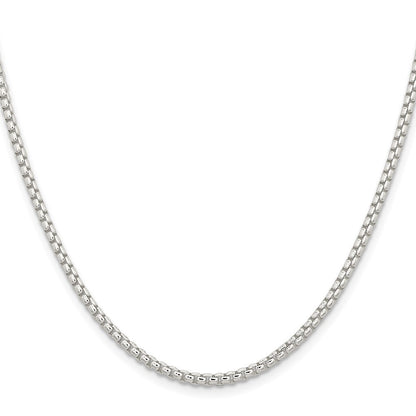 Sterling Silver 2.6mm Round Box Chain Necklace 36"