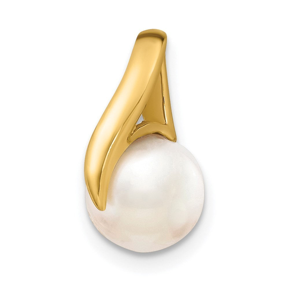 14k Yellow Gold 8-9mm White Freshwater Cultured Pearl Pendant Slide