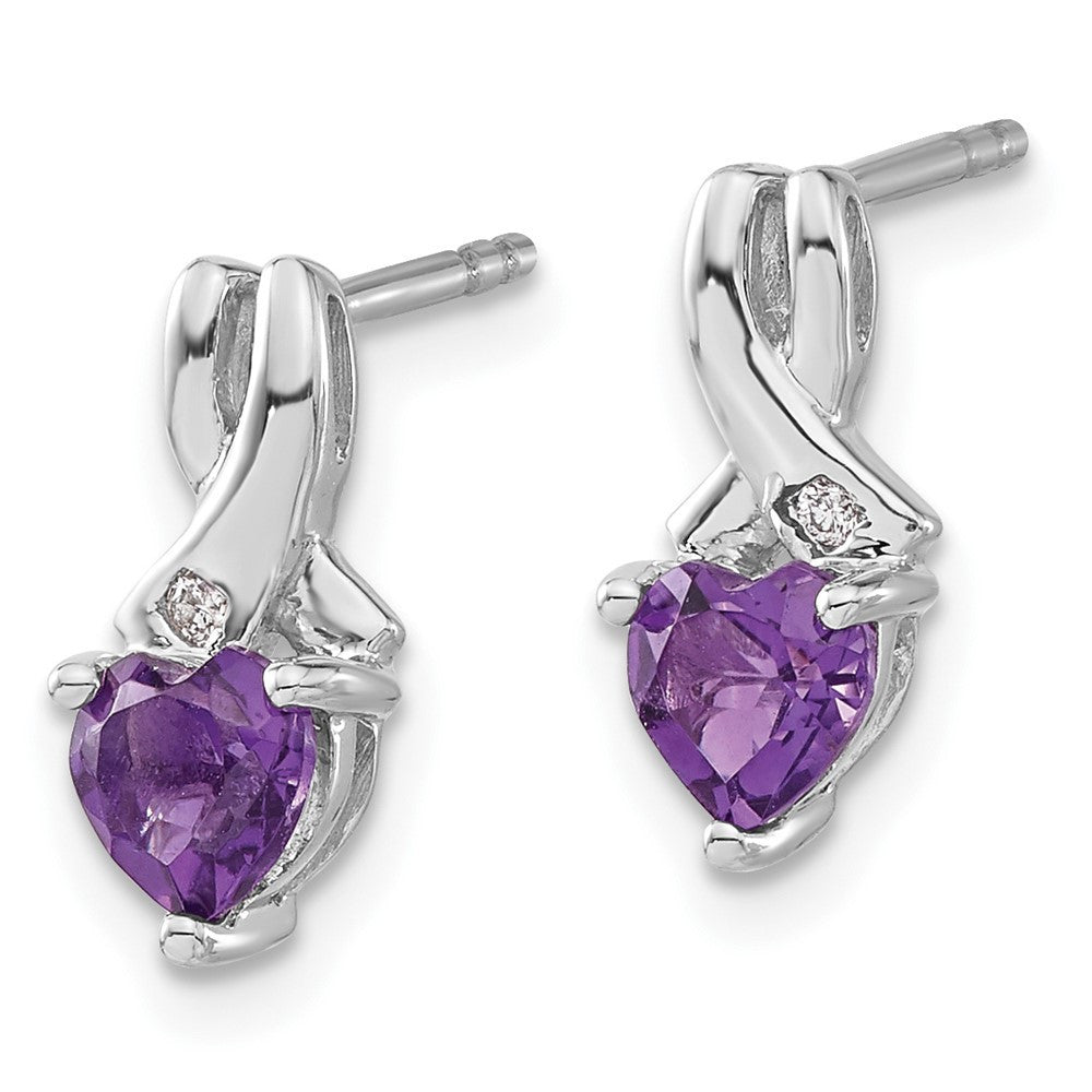 Sterling Silver Rhodium-plated Amethyst and Diamond Dangle Earrings