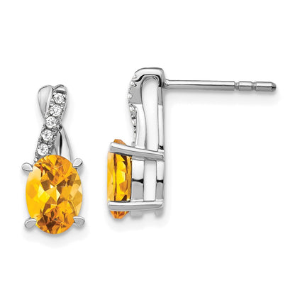 14k White Gold Citrine and Diamond Drop & Dangle Earrings