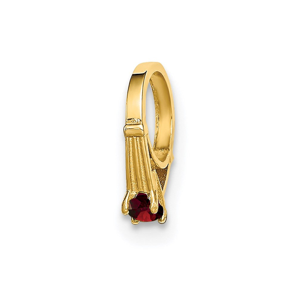 14k Yellow Gold 3D Ring with Red CZ Charm Pendant