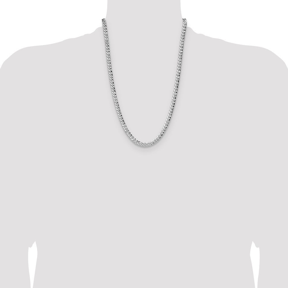 Sterling Silver 6.35mm Hammered Curb Chain Necklace 24"