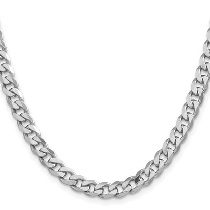 Sterling Silver Rhodium-plated 6.5mm Curb Chain Necklace 20"