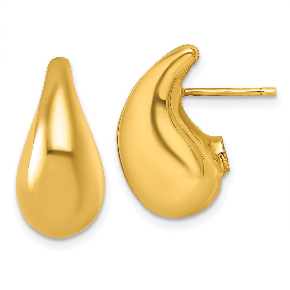 14k Yellow Gold Polished 3D Tear Drop Stud Earrings