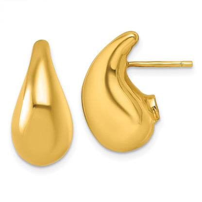 14k Yellow Gold Polished 3D Tear Drop Stud Earrings