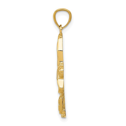 14k Yellow Gold Rhodium Ice Skater Pendant