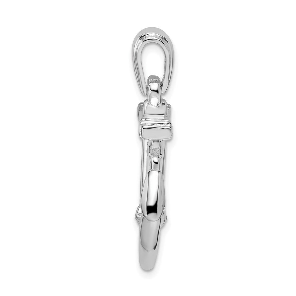 Sterling Silver Rhodium-Plated Polished 3D Anchor with Chain Pendant