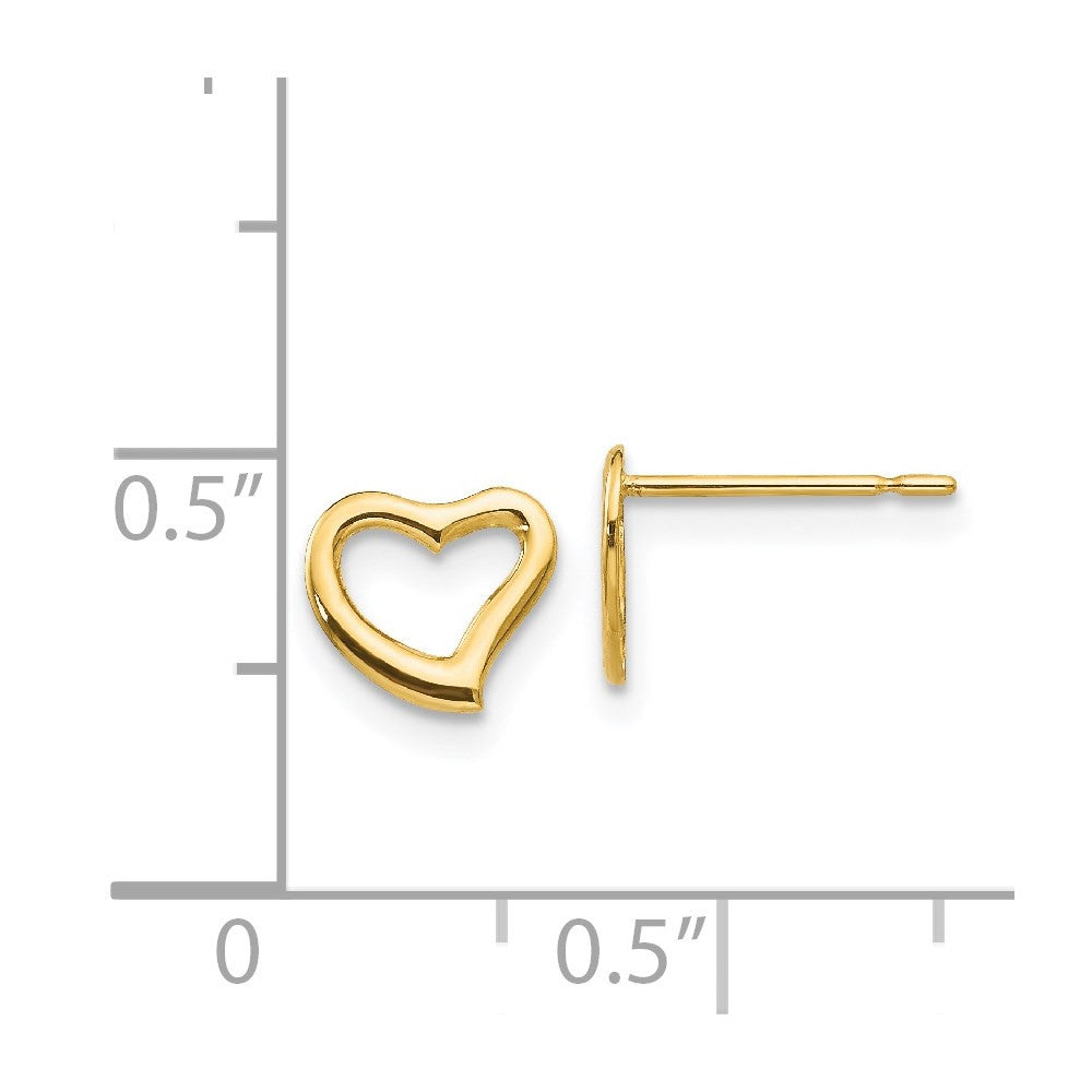 14k Yellow Gold Children's Heart Button Stud Earrings