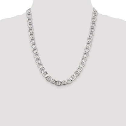 Sterling Silver 9.95mm Flat Anchor Chain Necklace 22"