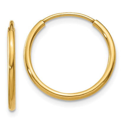 14k Yellow Gold 1.25mm Endless Hoop Earring