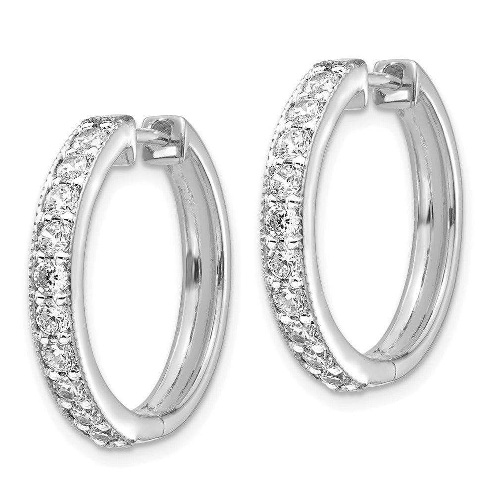 14k White Gold Diamond Milgrain Hinged Hoop Earrings