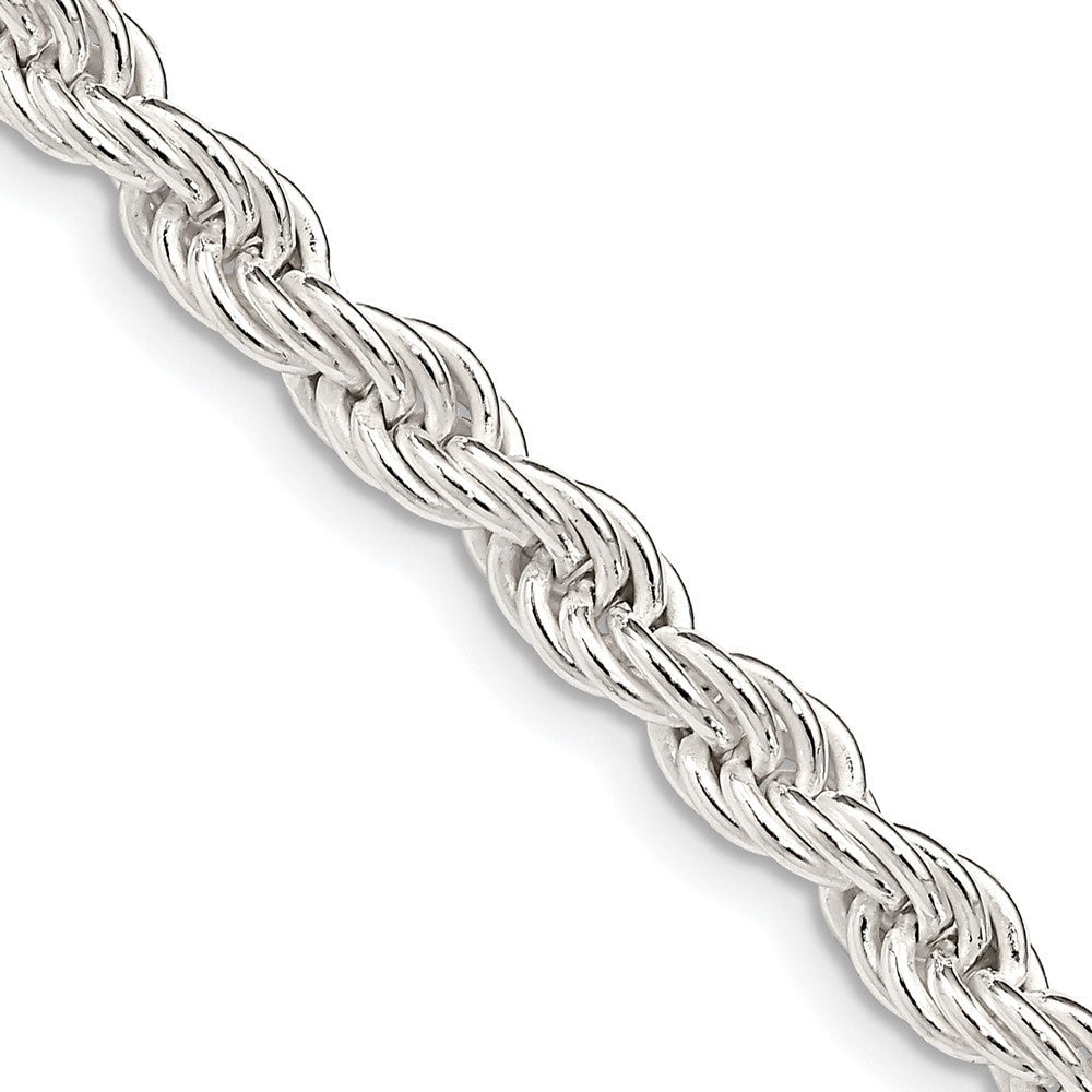 Sterling Silver 5mm Solid Rope Chain Necklace 24"