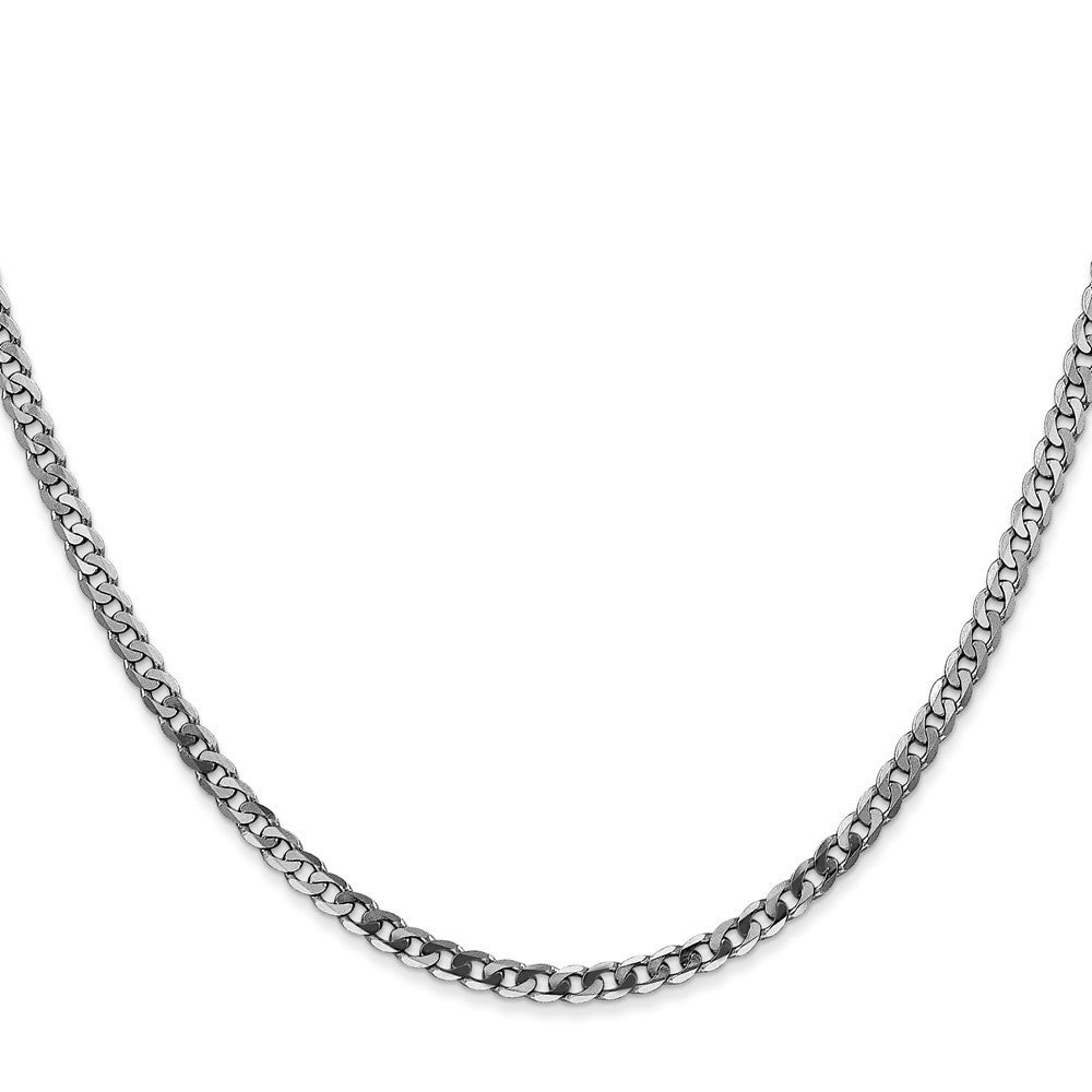 14K White Gold 2.9mm Flat Beveled Curb with Lobster Clasp Chain Necklace 16"