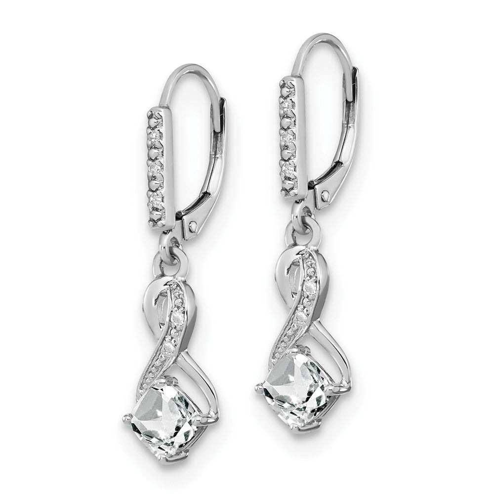 Sterling Silver Rhodium-plated White Topaz and Diamond Dangle Earrings